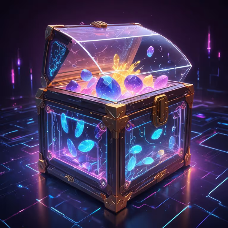 Winairlines Casino treasure chest filled with glowing coins and gems.